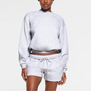 Skims Cotton Fleece Crewneck Pullover Sweatshirt